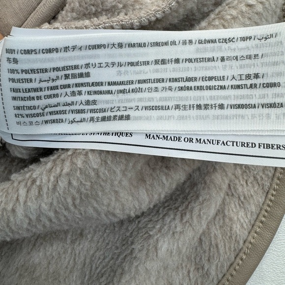 Abercrombie & Fitch *Taupe Asymmetrical Faux Quilted Leather Fleece Pullover XS - Picture 8 of 12